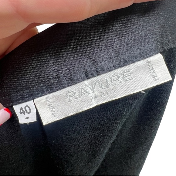 VTG 90's Black Velveteen RAYURE Paris Zip Up Jacket/ Top w/ Flared Cuffs Sz 40 - Picture 10 of 10